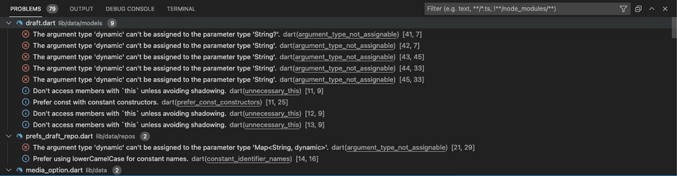 VSCode Problems Tab