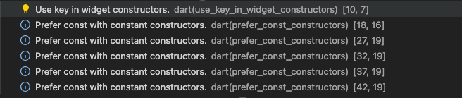 Flutter Lint Warnings